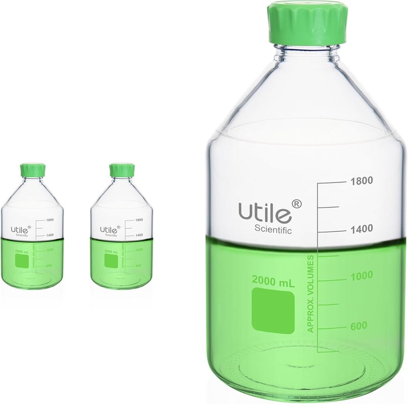 UTILE 2 Pcs 2000ml Media Bottle Lab Media Bottles, PP Material Media Storage Bottle, 4038.2000.2 - Image 1